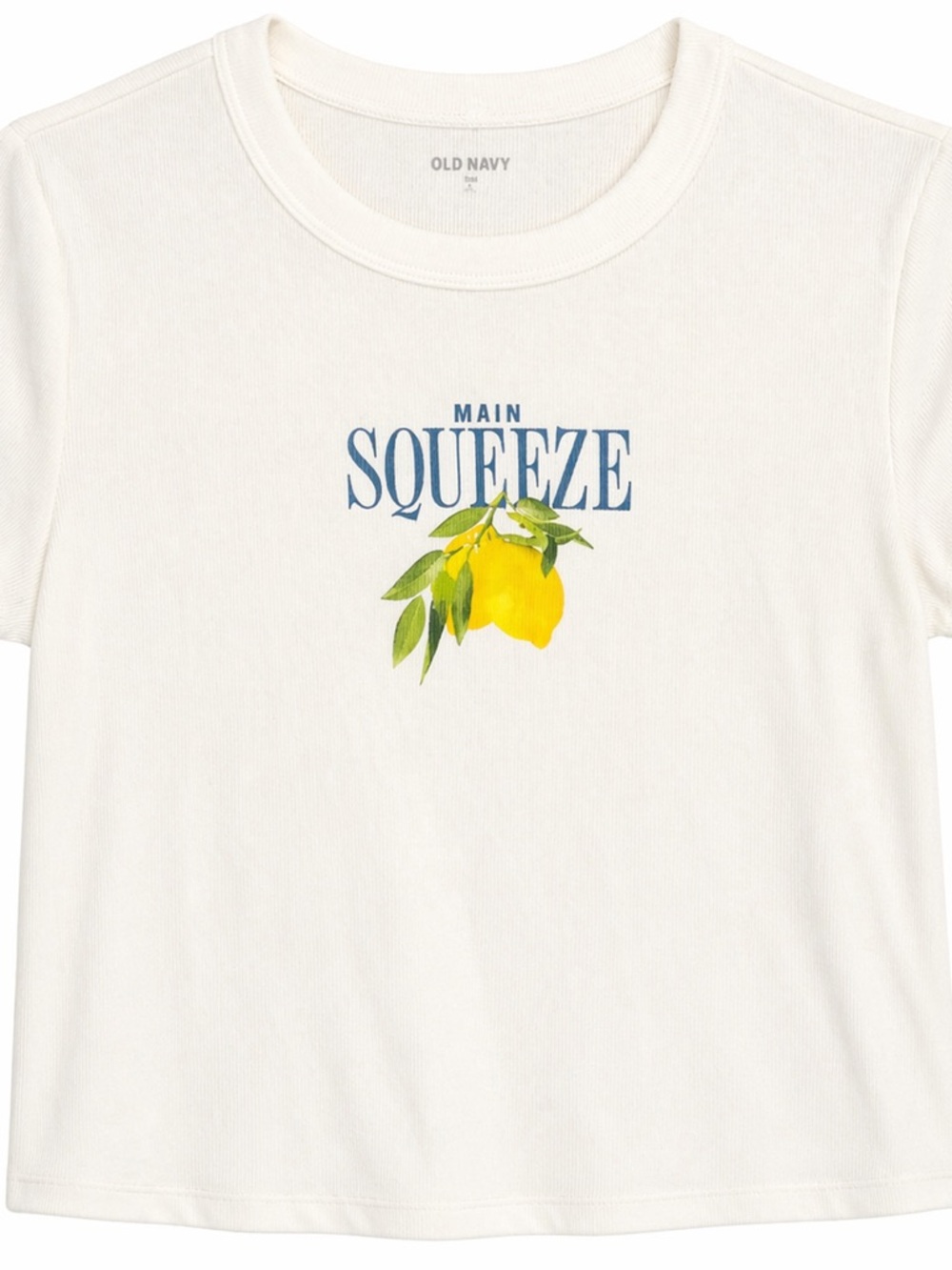 Old Navy Main Squeeze Lemon Graphic Tee Women's Size XL White Ribbed Baby T Y2K - Picture 2 of 7